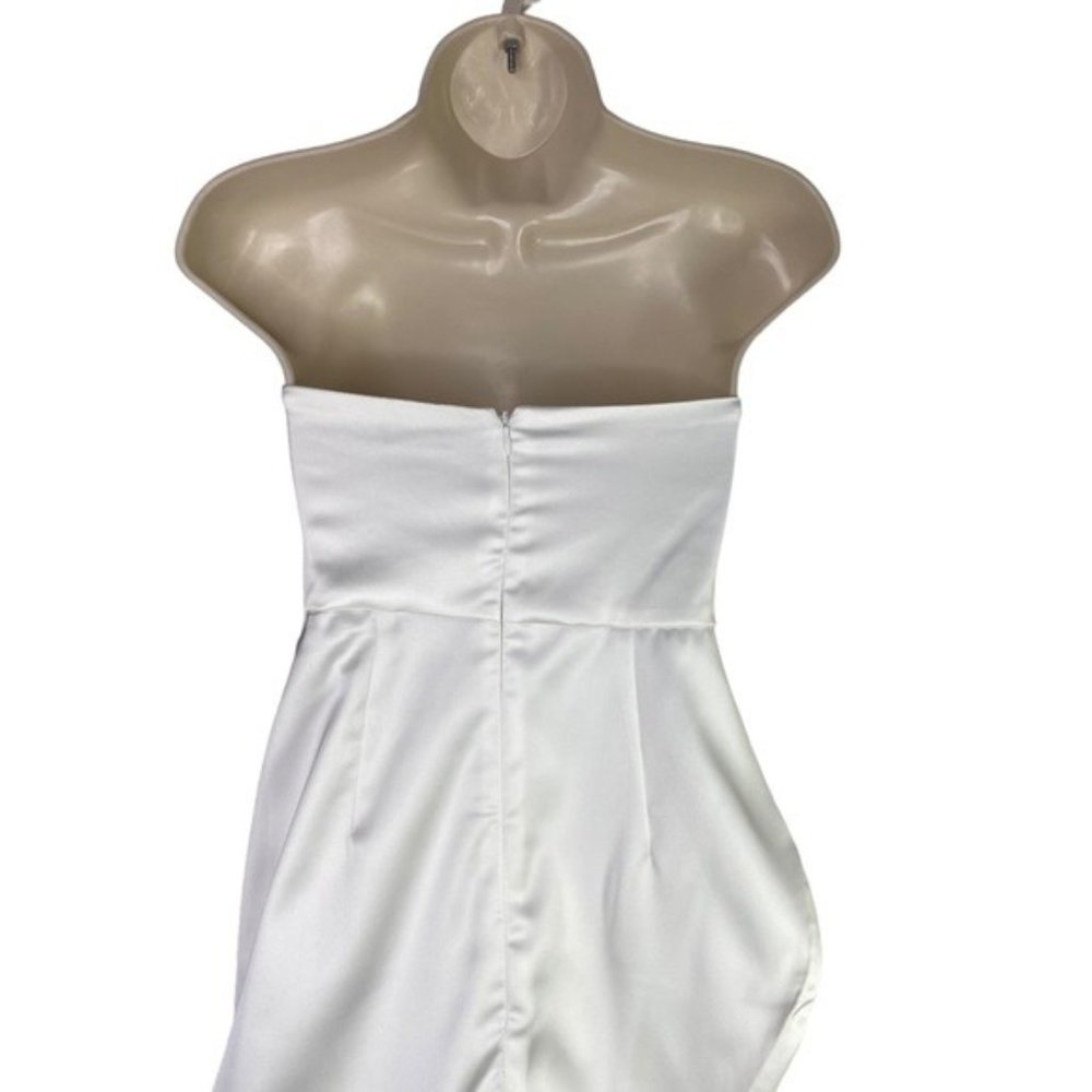 NBD White Strapless Feather-Trim Mini Dress - Picture 7 of 10